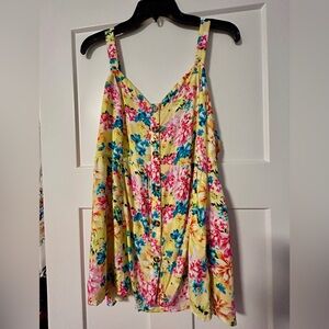 Torrid Fit And Flare Rayon Slub Lace-Up Back Tank